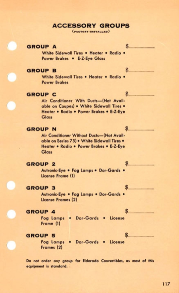 1955 Cadillac Salesmans Data Book Page 125